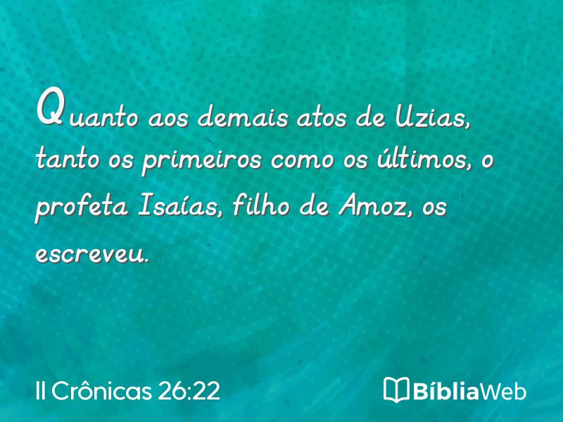 II Crônicas 26:22 em imagem para compartilhar