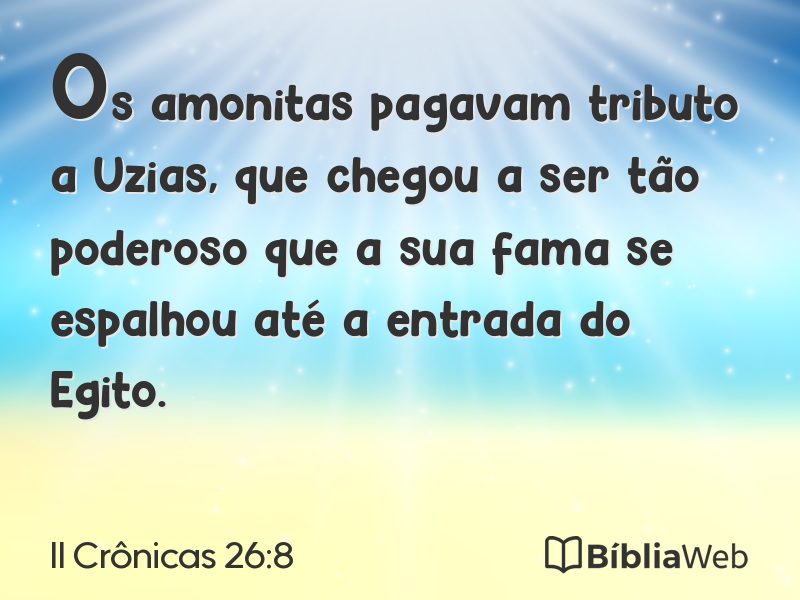 II Crônicas 26:8 em imagem para compartilhar