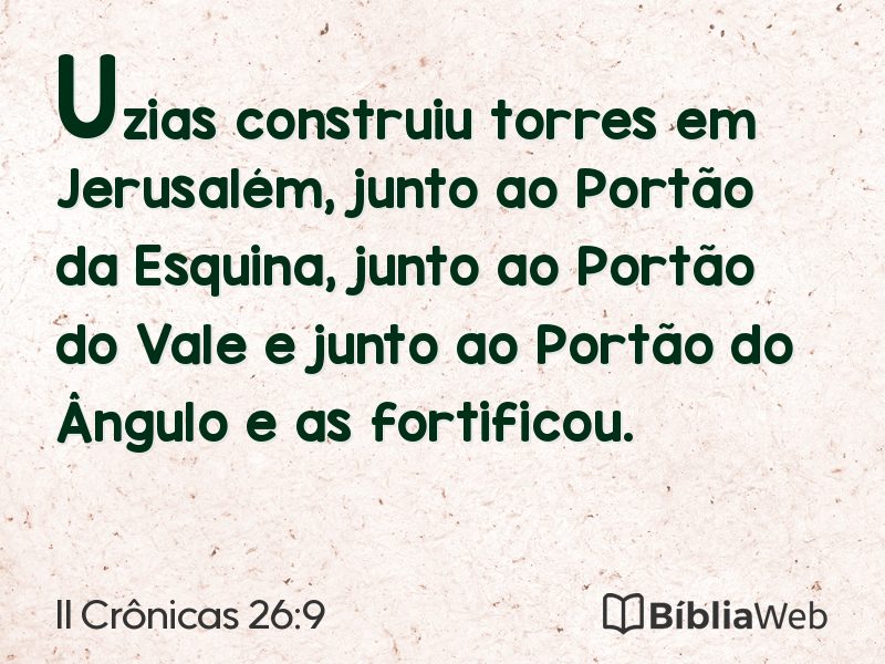 II Crônicas 26:9 em imagem para compartilhar