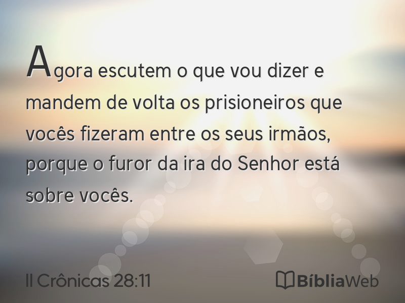 II Crônicas 28:11 em imagem para compartilhar