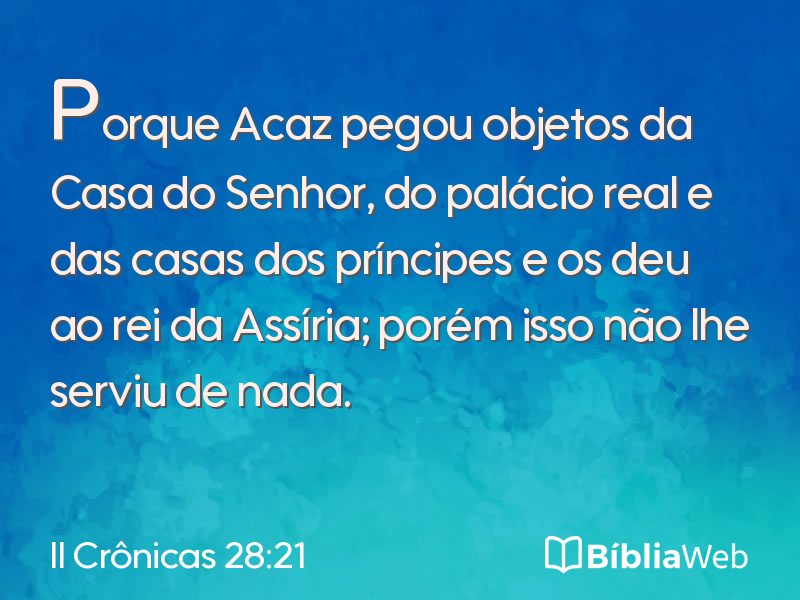 II Crônicas 28:21 em imagem para compartilhar