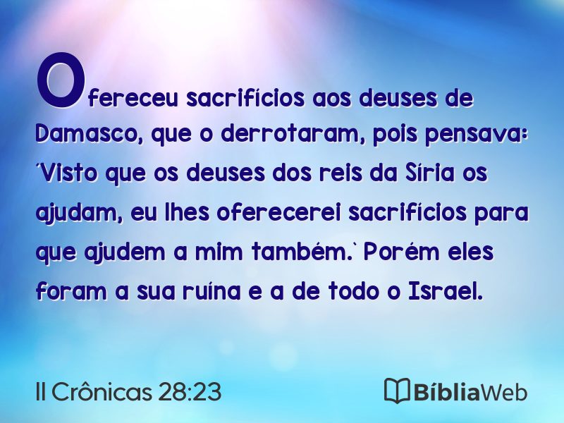 II Crônicas 28:23 em imagem para compartilhar