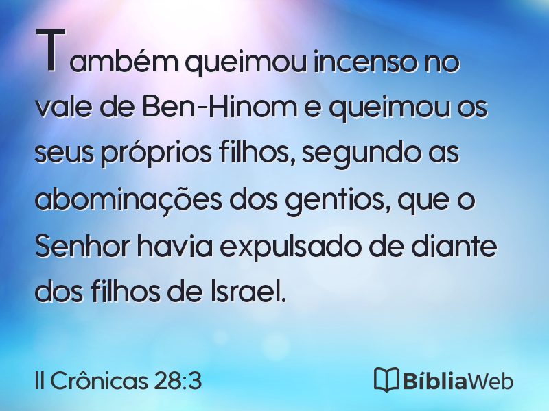 II Crônicas 28:3 em imagem para compartilhar