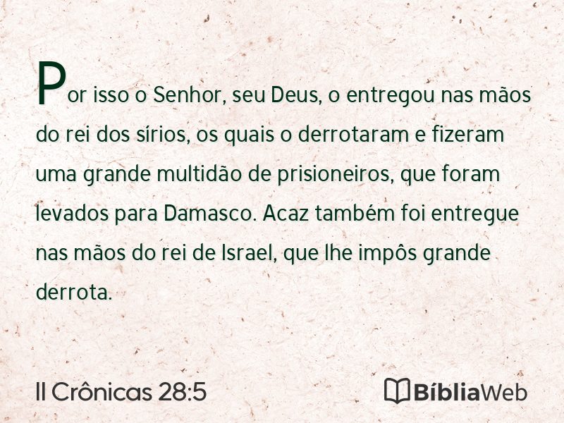 II Crônicas 28:5 em imagem para compartilhar