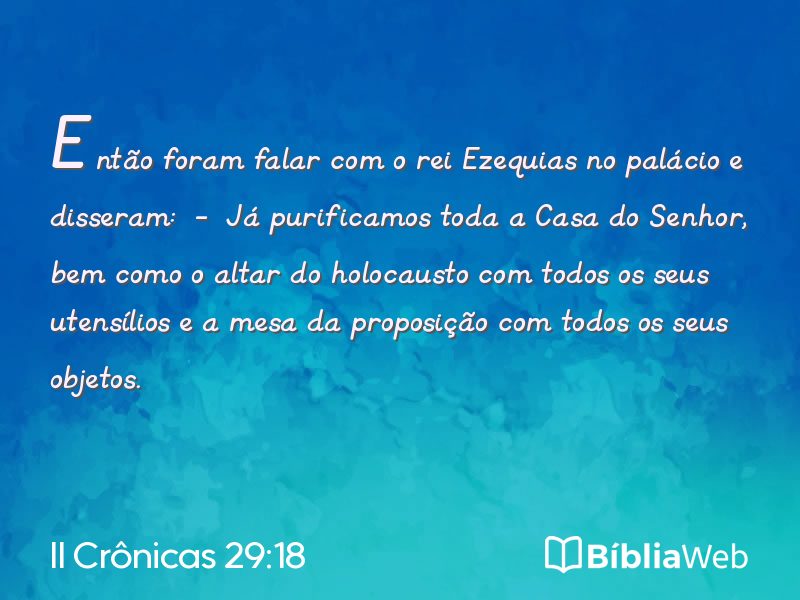 II Crônicas 29:18 em imagem para compartilhar
