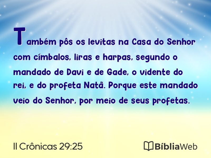 II Crônicas 29:25 em imagem para compartilhar