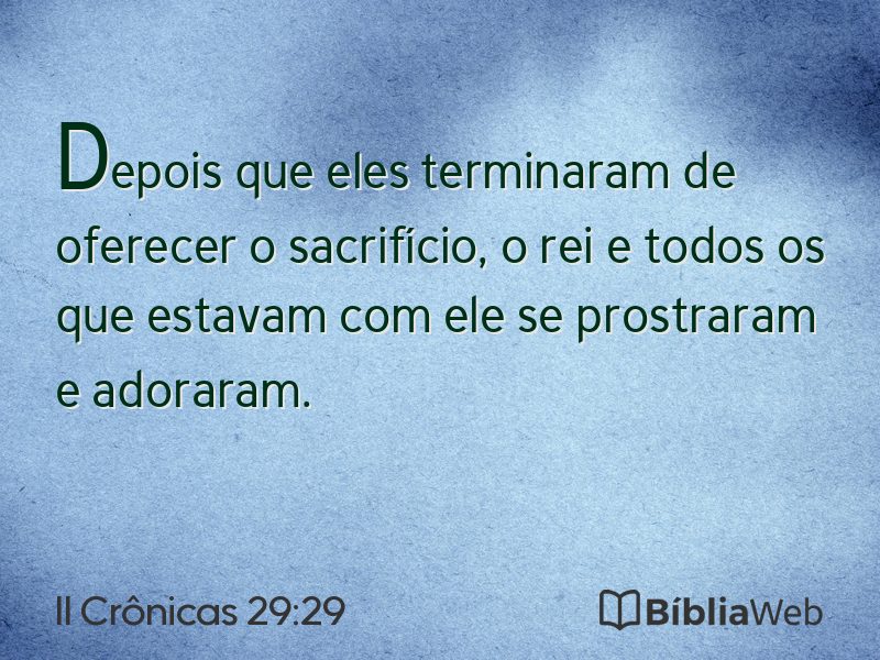 II Crônicas 29:29 em imagem para compartilhar
