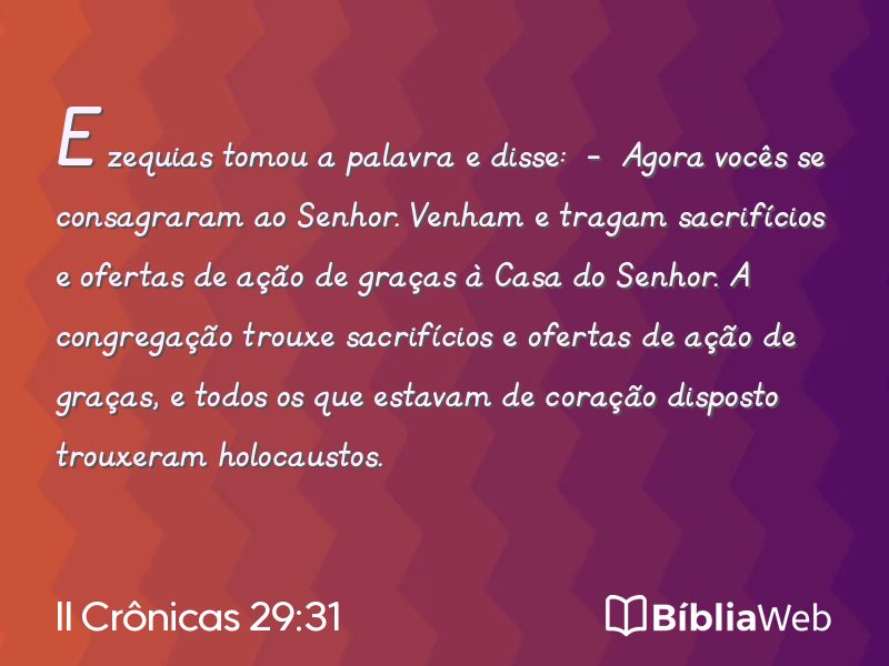 II Crônicas 29:31 em imagem para compartilhar