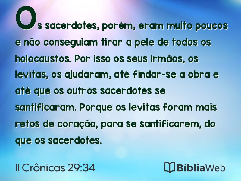 II Crônicas 29:34 em imagem para compartilhar