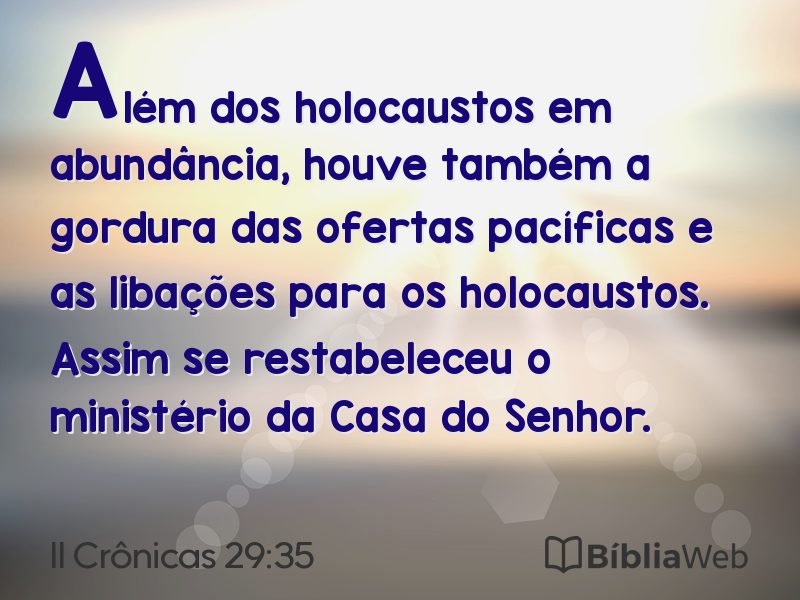 II Crônicas 29:35 em imagem para compartilhar