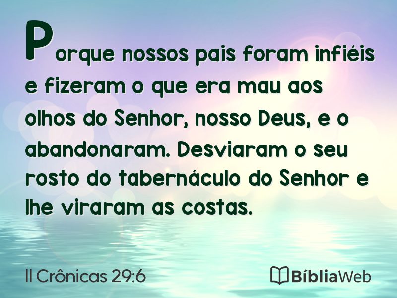 II Crônicas 29:6 em imagem para compartilhar