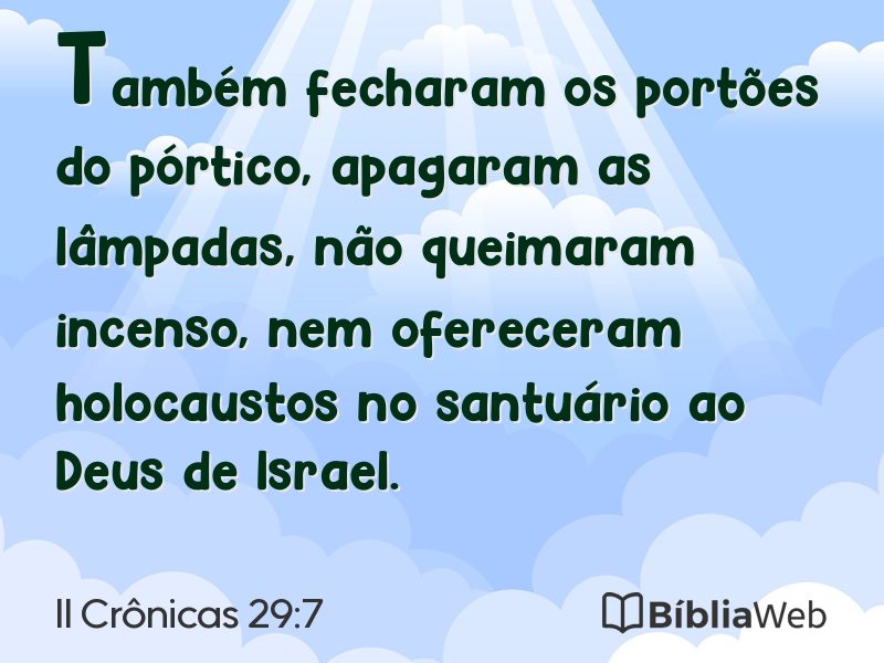 II Crônicas 29:7 em imagem para compartilhar