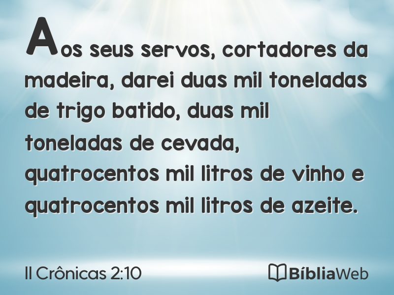 II Crônicas 2:10 em imagem para compartilhar