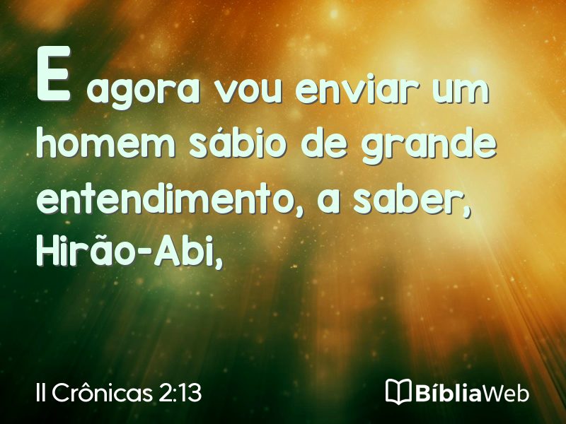 II Crônicas 2:13 em imagem para compartilhar
