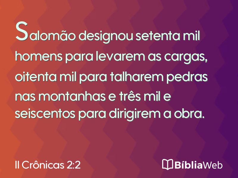 II Crônicas 2:2 em imagem para compartilhar