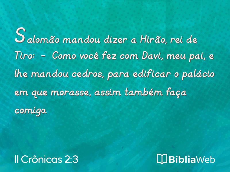 II Crônicas 2:3 em imagem para compartilhar