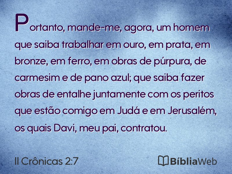 II Crônicas 2:7 em imagem para compartilhar