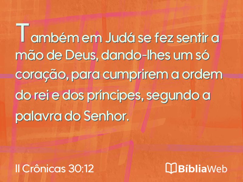 II Crônicas 30:12 em imagem para compartilhar