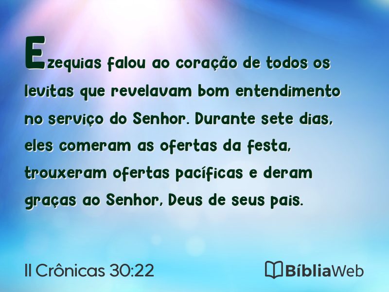 II Crônicas 30:22 em imagem para compartilhar