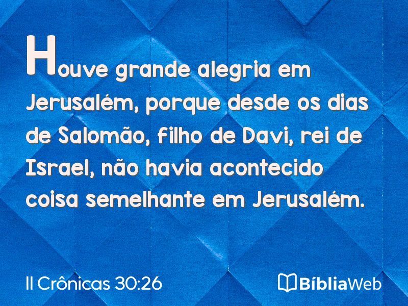 II Crônicas 30:26 em imagem para compartilhar