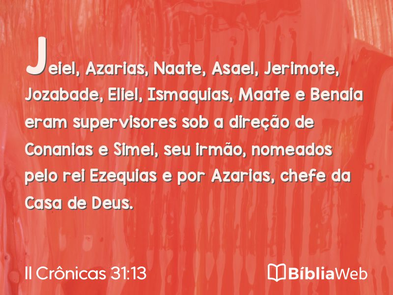 II Crônicas 31:13 em imagem para compartilhar