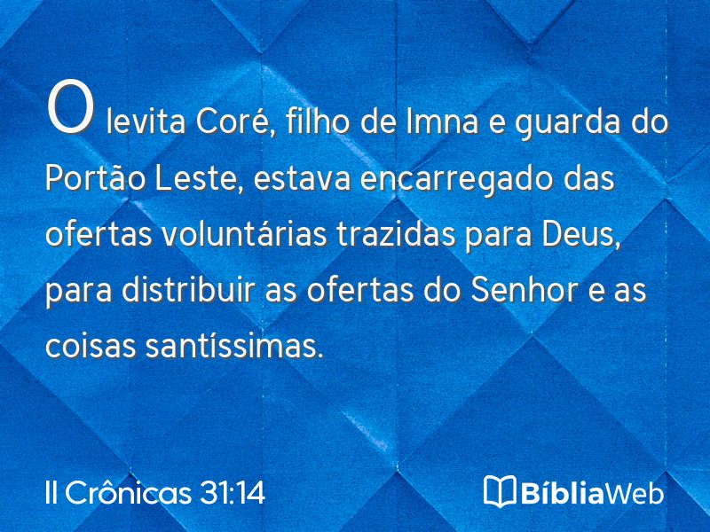 II Crônicas 31:14 em imagem para compartilhar