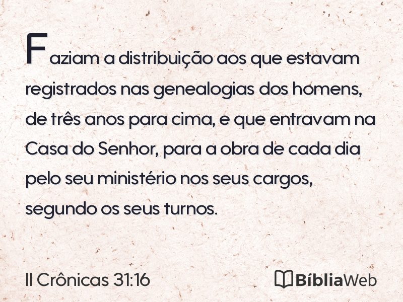II Crônicas 31:16 em imagem para compartilhar