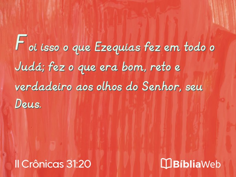 II Crônicas 31:20 em imagem para compartilhar
