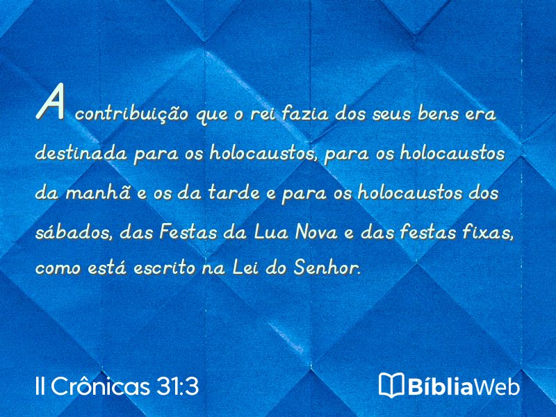 II Crônicas 31:3 em imagem para compartilhar