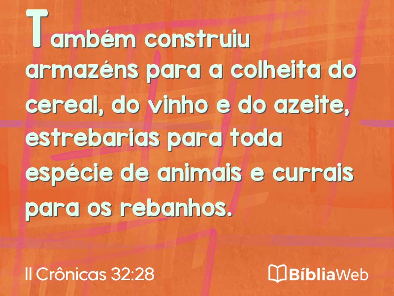 II Crônicas 32:28 em imagem para compartilhar