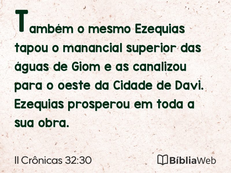 II Crônicas 32:30 em imagem para compartilhar