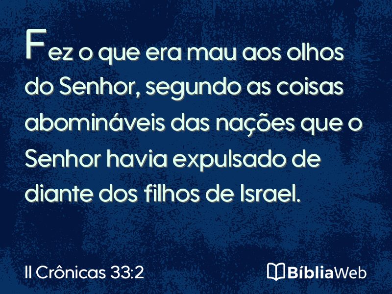 II Crônicas 33:2 em imagem para compartilhar