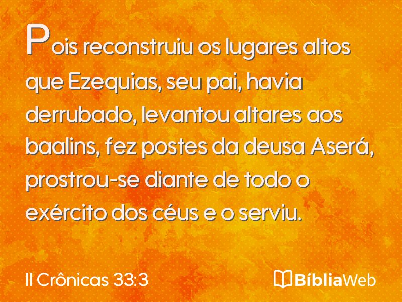 II Crônicas 33:3 em imagem para compartilhar