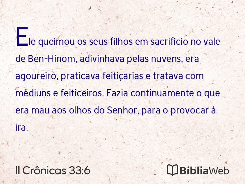 II Crônicas 33:6 em imagem para compartilhar