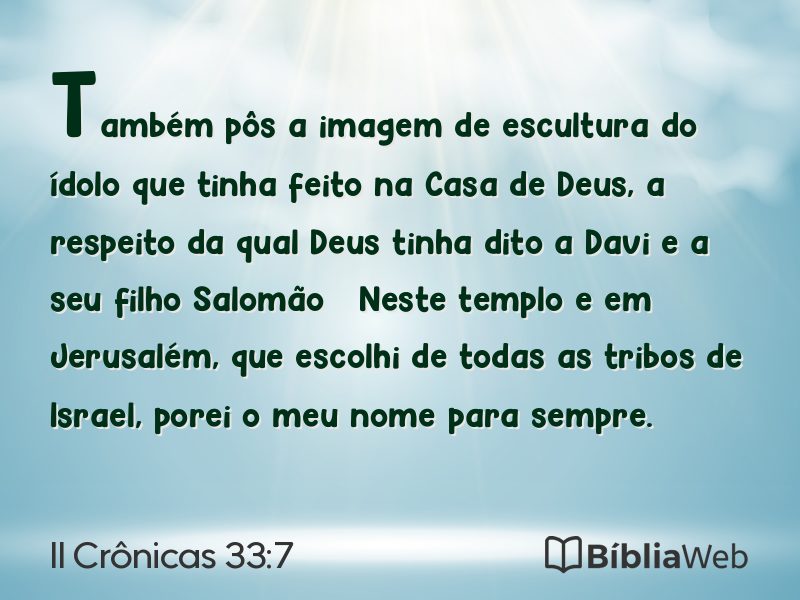 II Crônicas 33:7 em imagem para compartilhar