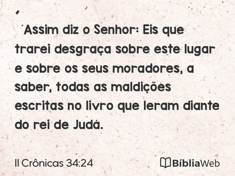II Crônicas 34:24 em imagem para compartilhar