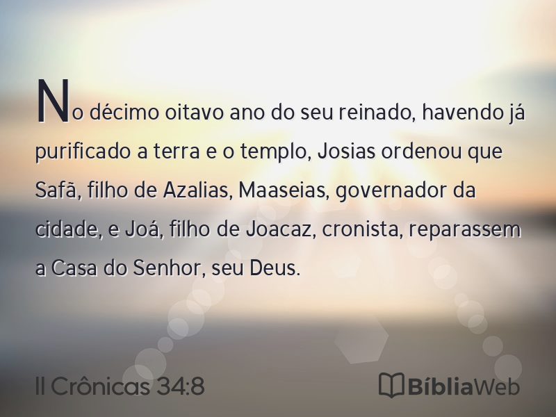 II Crônicas 34:8 em imagem para compartilhar