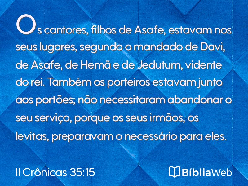 II Crônicas 35:15 em imagem para compartilhar