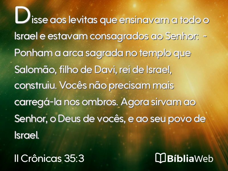 II Crônicas 35:3 em imagem para compartilhar
