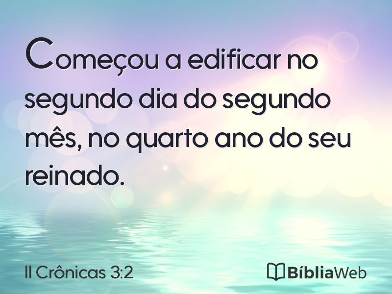II Crônicas 3:2 em imagem para compartilhar
