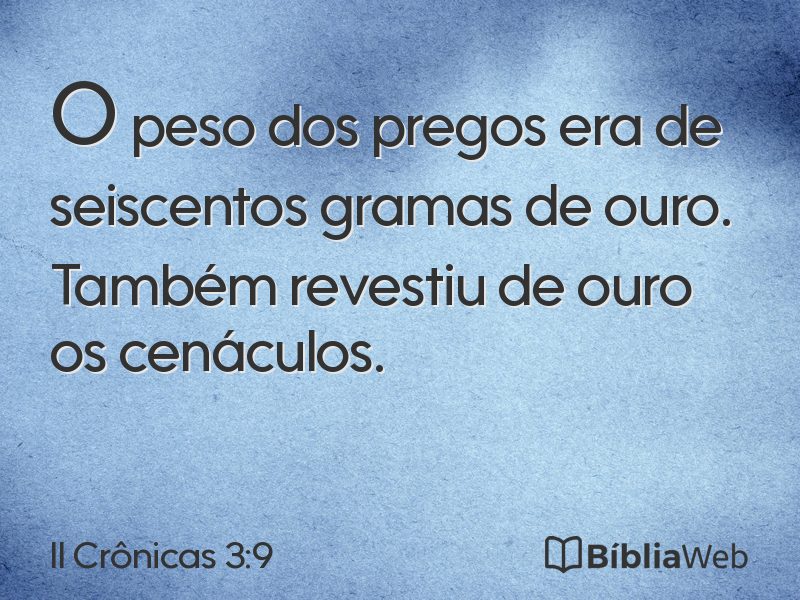 II Crônicas 3:9 em imagem para compartilhar