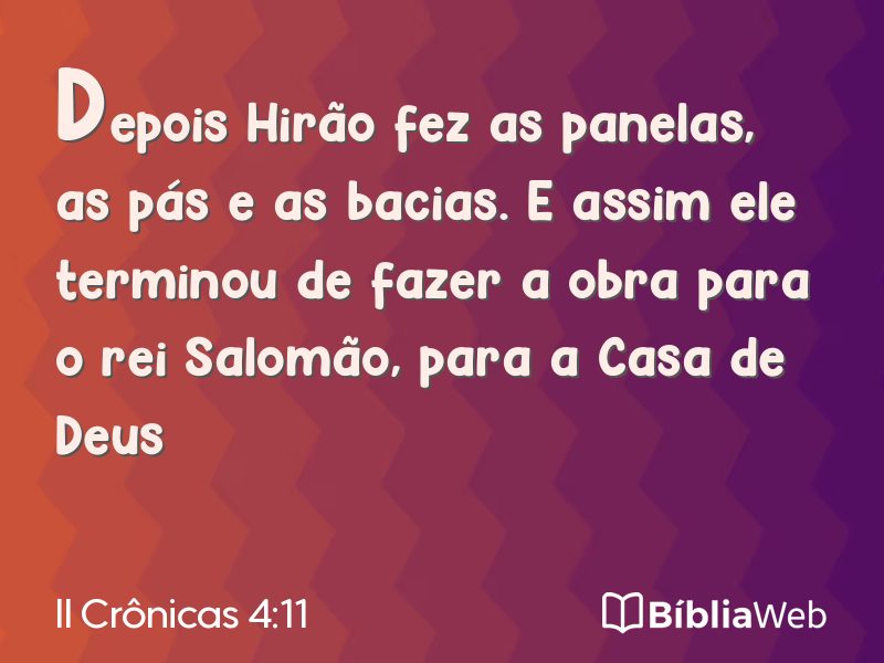 II Crônicas 4:11 em imagem para compartilhar