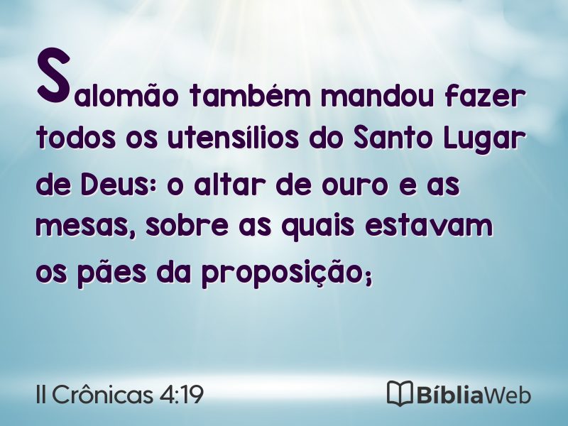 II Crônicas 4:19 em imagem para compartilhar