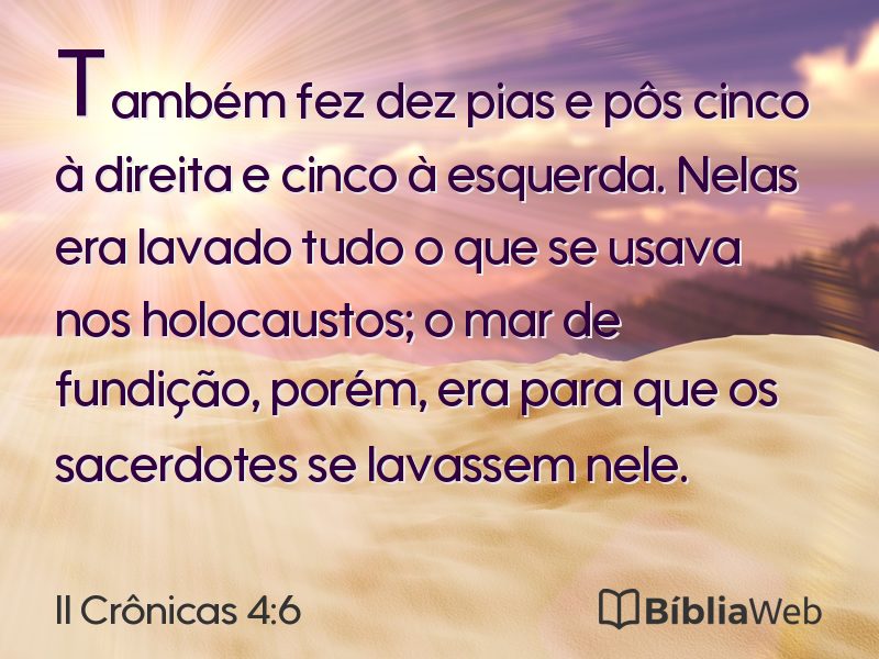II Crônicas 4:6 em imagem para compartilhar