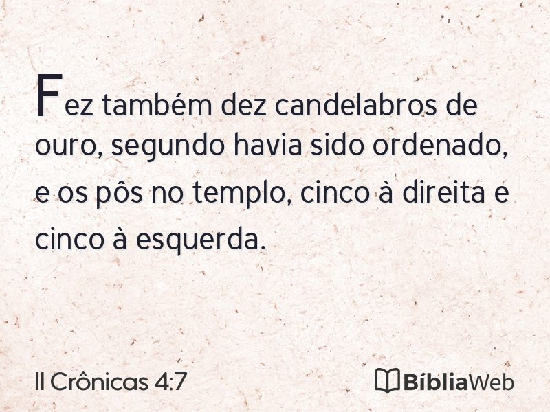 II Crônicas 4:7 em imagem para compartilhar