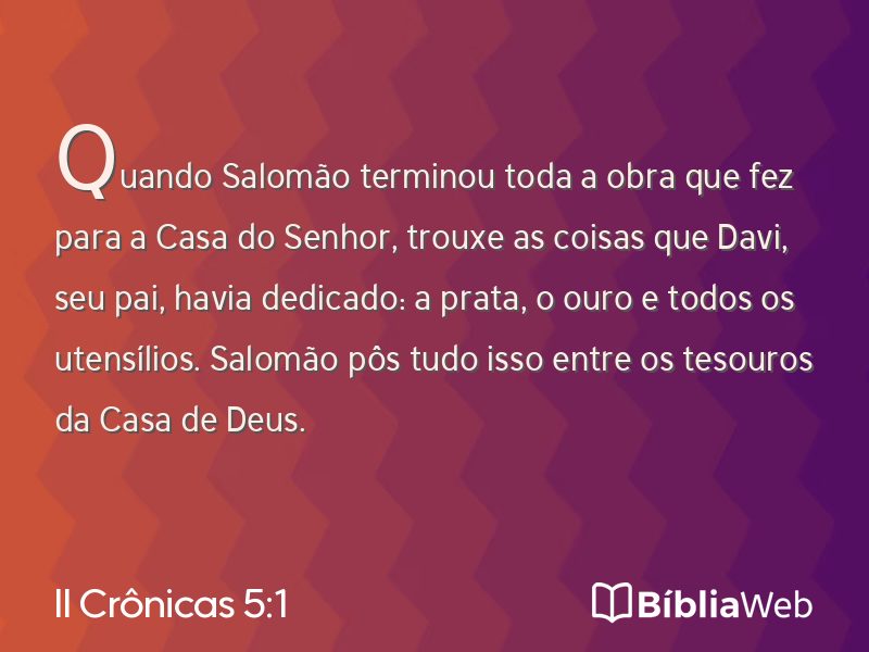 II Crônicas 5:1 em imagem para compartilhar