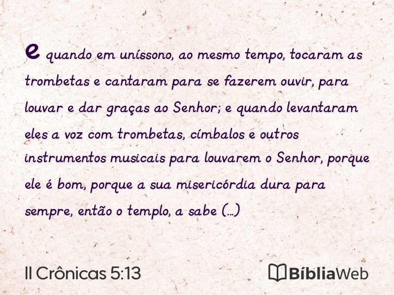 II Crônicas 5:13 em imagem para compartilhar