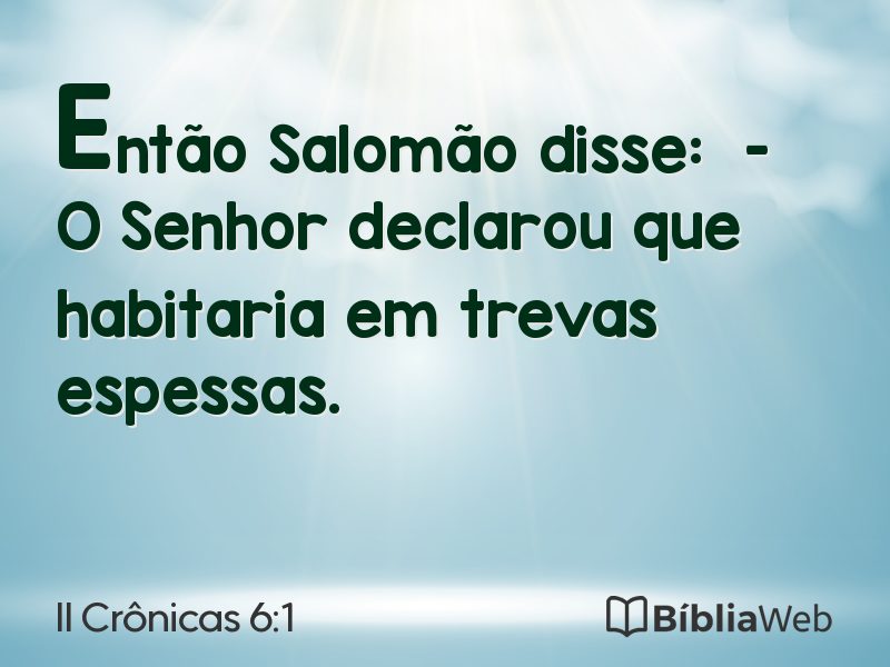II Crônicas 6:1 em imagem para compartilhar