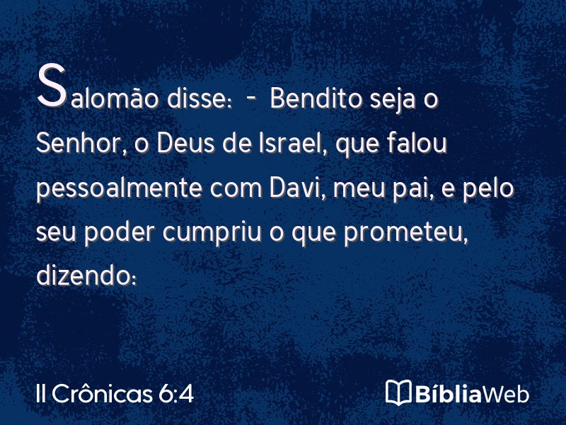 II Crônicas 6:4 em imagem para compartilhar