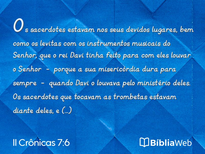 II Crônicas 7:6 em imagem para compartilhar